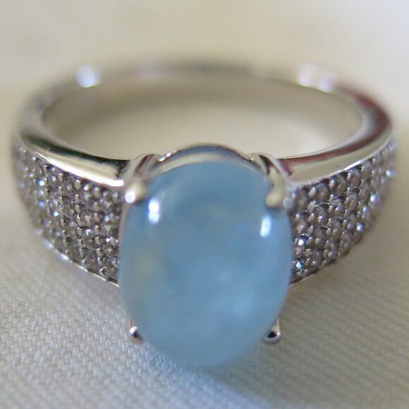 NWT $88 Blue Aquamarine With Rhodium Over Sterling Silver Ring Size 6 - Picture 6 of 12